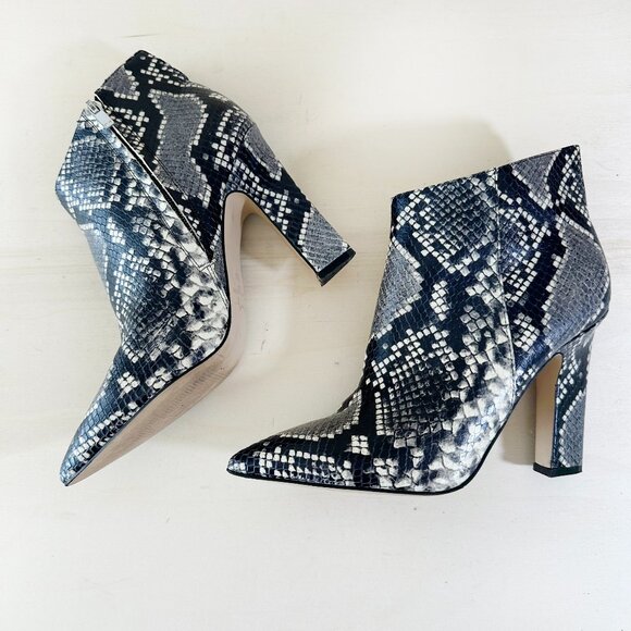 Marc Fisher LTD Mella Leather Python‎ Embossed Bootie 7.5 Heels Snake - Picture 1 of 9
